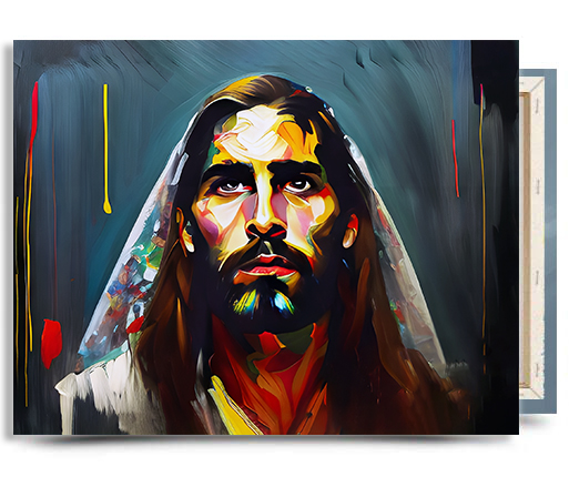 Photograph of the artwork "Jesus in Gethsemane" on canvas frame